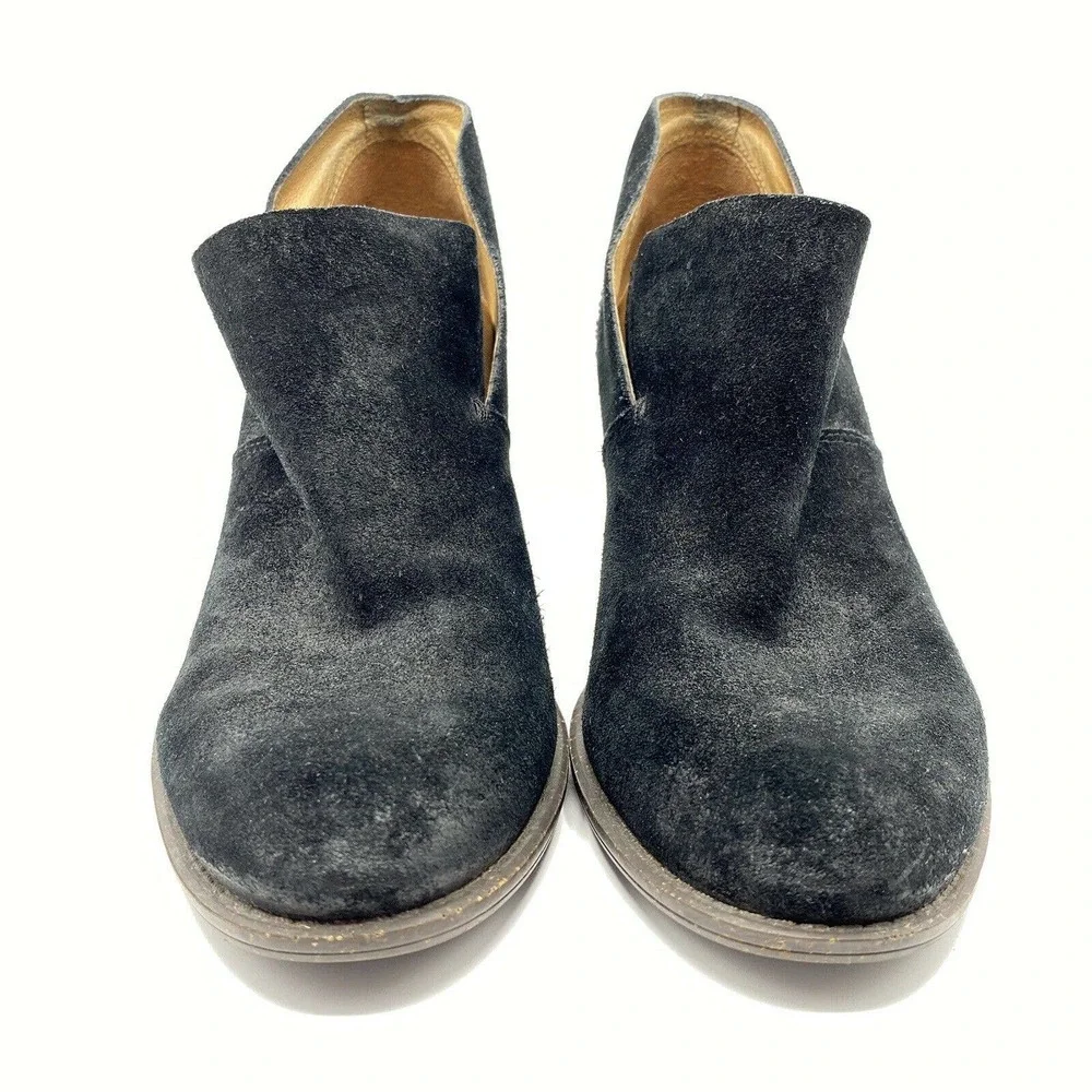 Naya Valerie Black Suede Silver Studded Bootie Stacked Heels Anthropologie - Picture 2 of 8